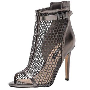 Nine West Booties Womens Peep Toe Mesh back Zipper Metallic Effect Size 8M
